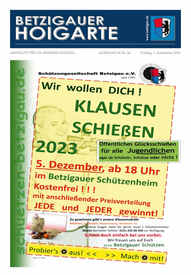 Betzigauer Hoigarte Amtsblatt der Gemeinde Betzigau Titelblatt 24/2023