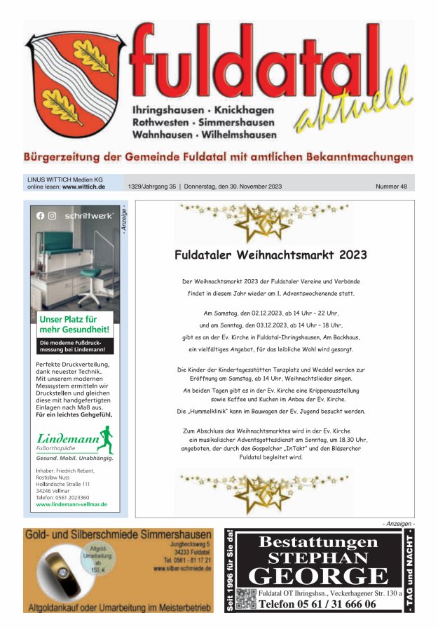 Fuldatal aktuell Titelblatt 48/2023