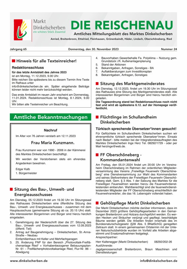 Die Reischenau Titelblatt 24/2023