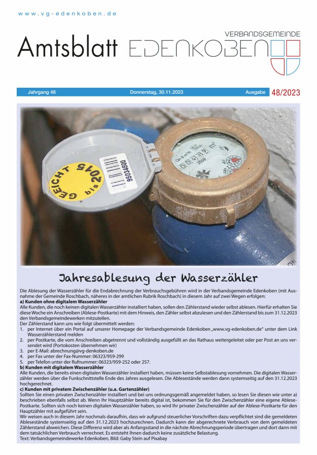 Amtsblatt VG Edenkoben Titelblatt 48/2023