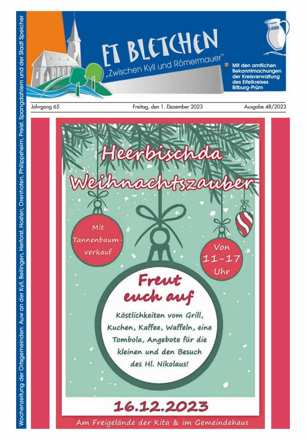 Et Bletchen VG Speicher Titelblatt 48/2023