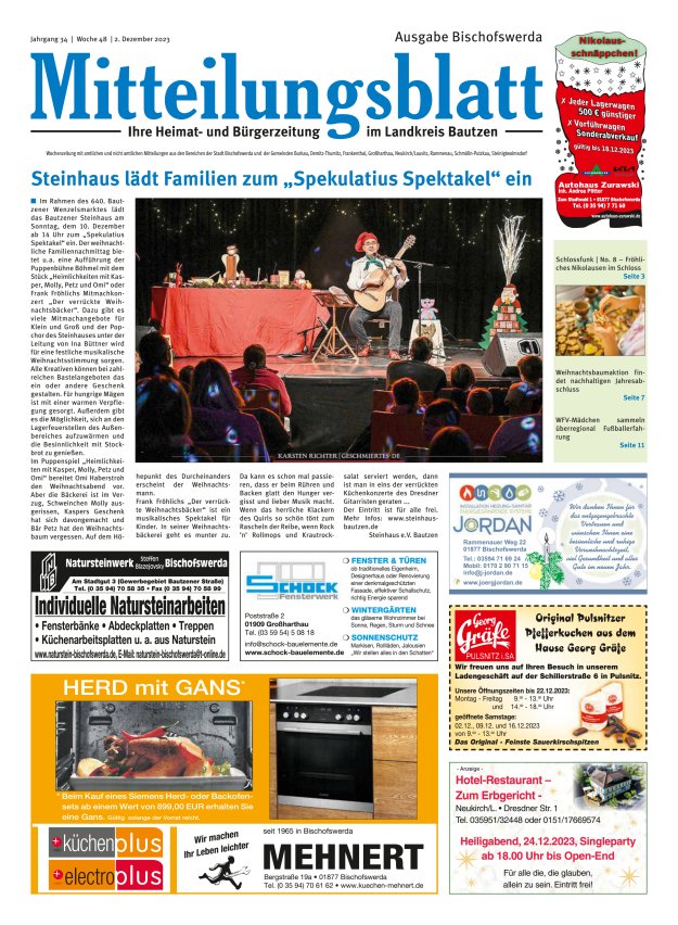 Mitteilungsblatt LK Bautzen Ausgabe Bischofswerda Titelblatt 47/2023