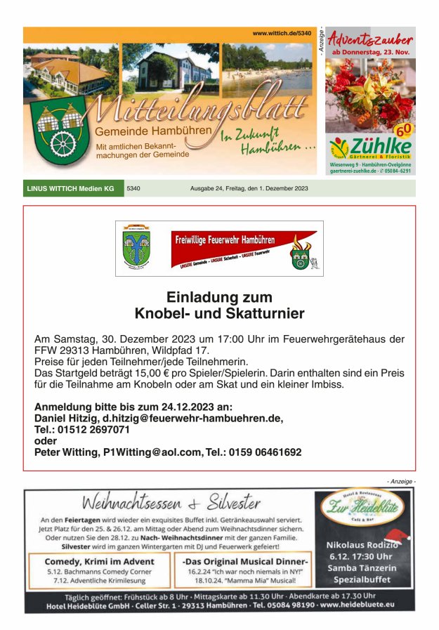 Mitteilungsblatt der Gemeinde Hambühren Titelblatt 24/2023