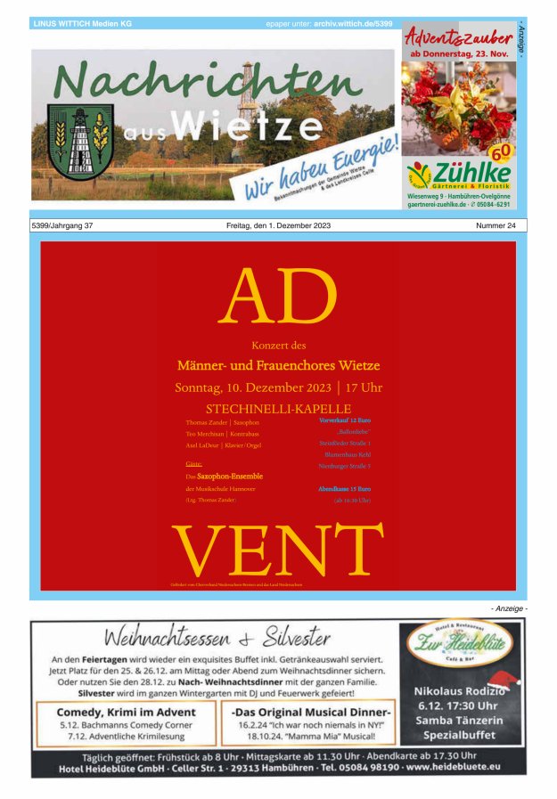 Nachrichten aus Wietze Titelblatt 24/2023