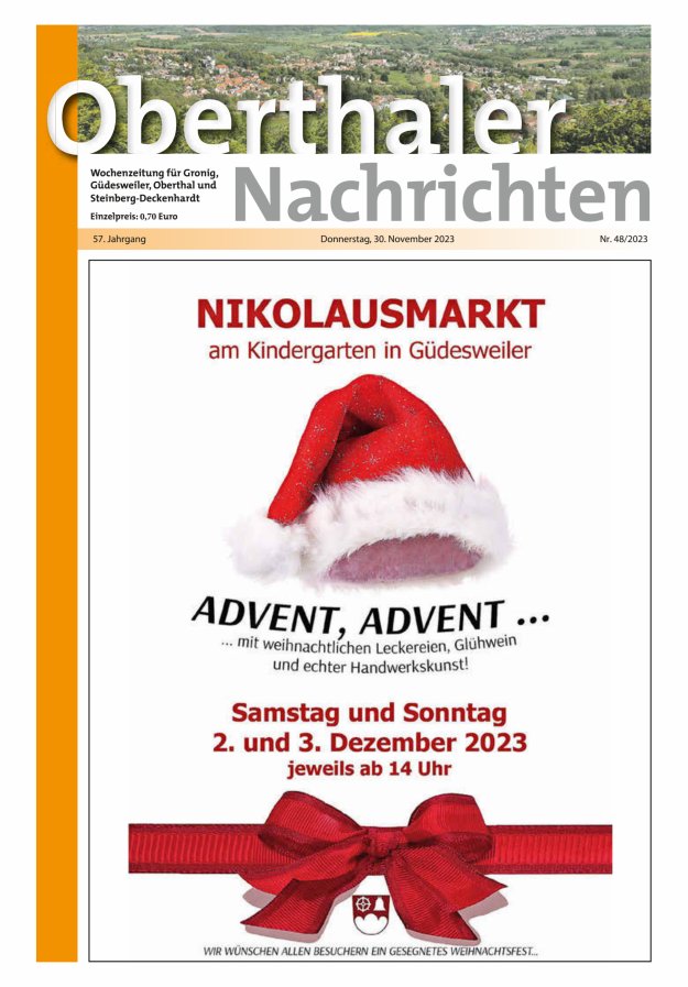 Oberthaler Nachrichten Titelblatt 48/2023