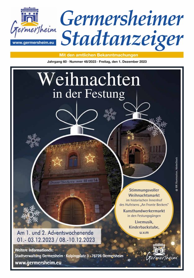 Germersheimer Stadtanzeiger Titelblatt 48/2023