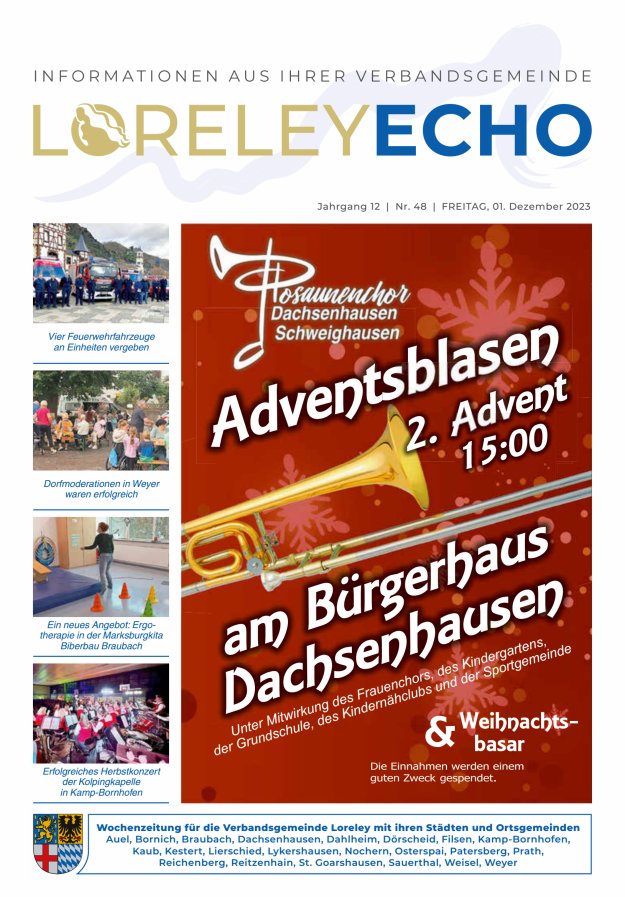 Loreley-Echo - Mitteilungsblatt der Verbandsgemeinde Loreley Titelblatt 48/2023