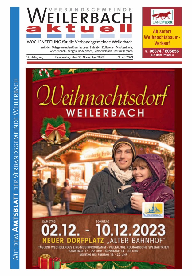 Verbandsgemeinde Weilerbach aktuell Titelblatt 48/2023