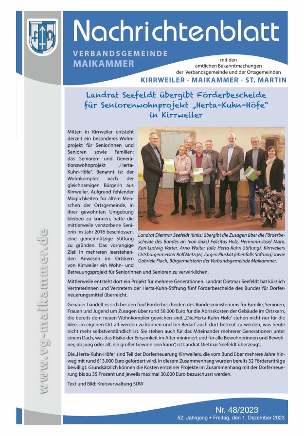 Nachrichtenblatt VG Maikammer Titelblatt 48/2023