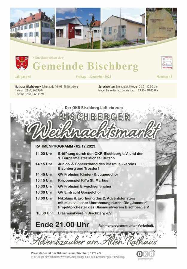 Mitteilungsblatt der Gemeinde Bischberg Titelblatt 48/2023