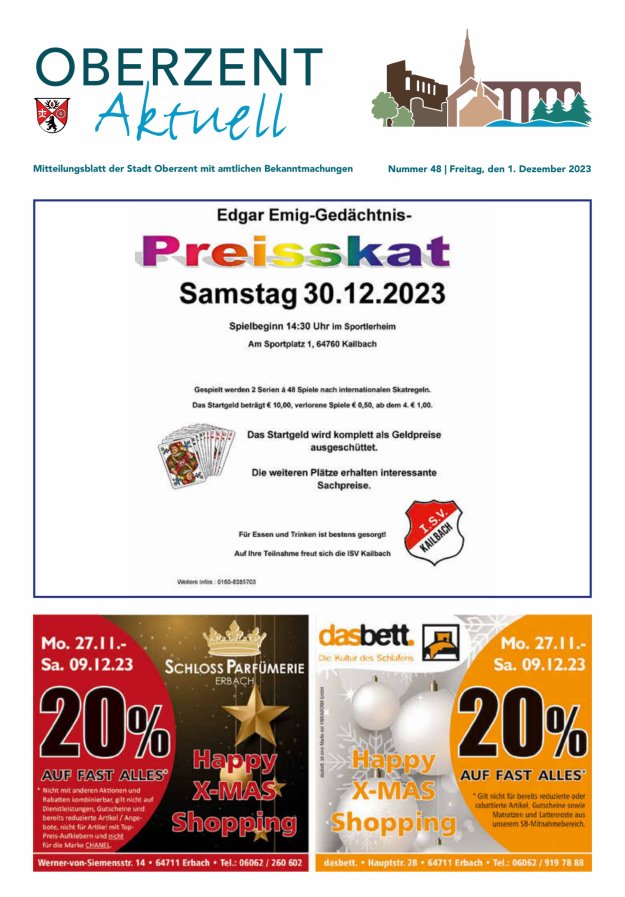 Oberzent aktuell Titelblatt 48/2023