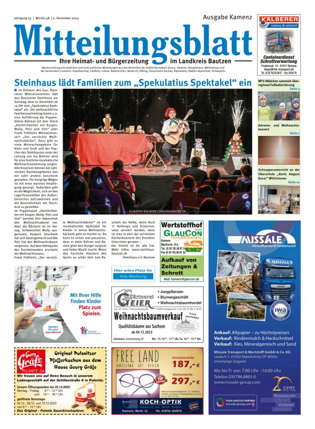 Mitteilungsblatt LK Bautzen Ausgabe Kamenz Titelblatt 47/2023