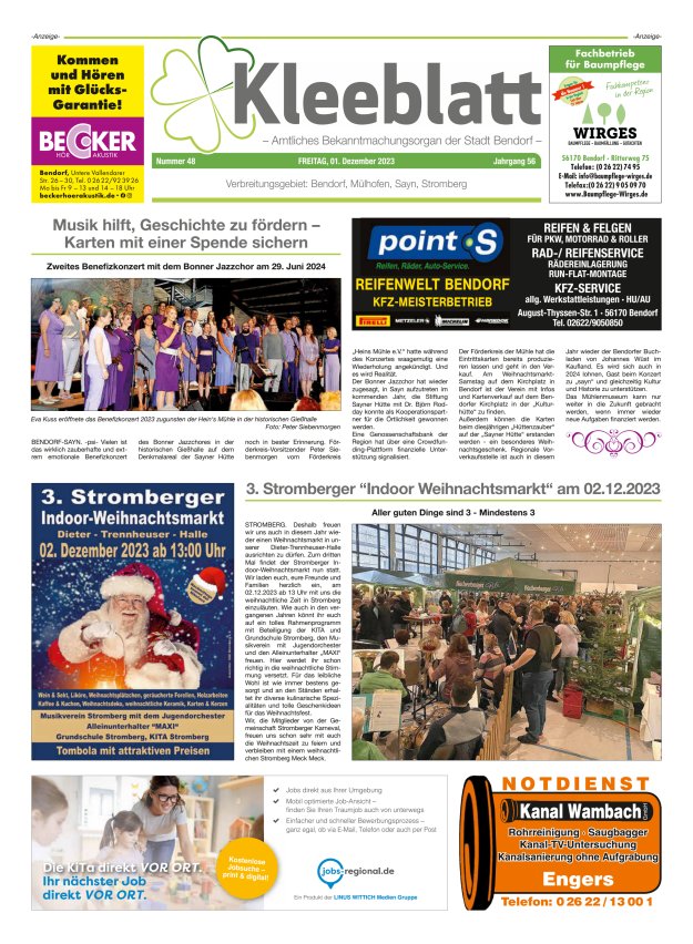 Kleeblatt - Amtliches Bekanntmachungsorgan der Stadt Bendorf Titelblatt 48/2023
