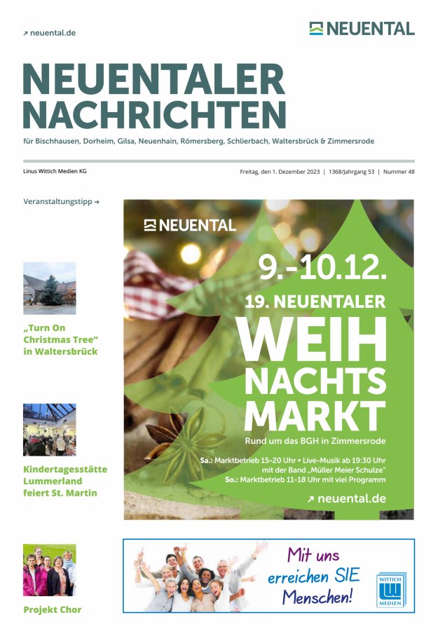 Neuentaler Nachrichten Titelblatt 48/2023