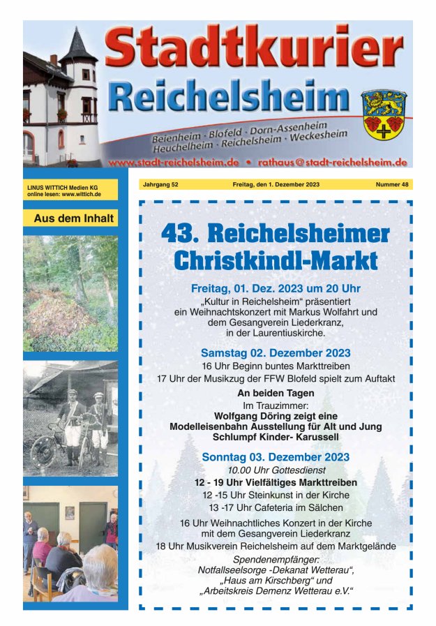 Stadtkurier Reichelsheim Titelblatt 48/2023