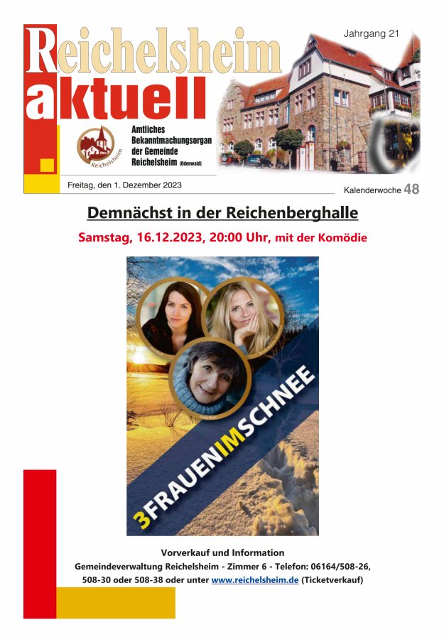 Reichelsheim aktuell - Amtsblatt der Gemeinde Reichelsheim(Odenwald) Titelblatt 48/2023