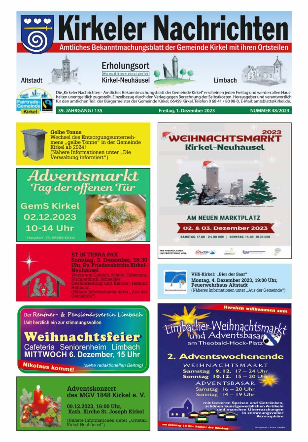 Kirkeler Nachrichten Titelblatt 48/2023