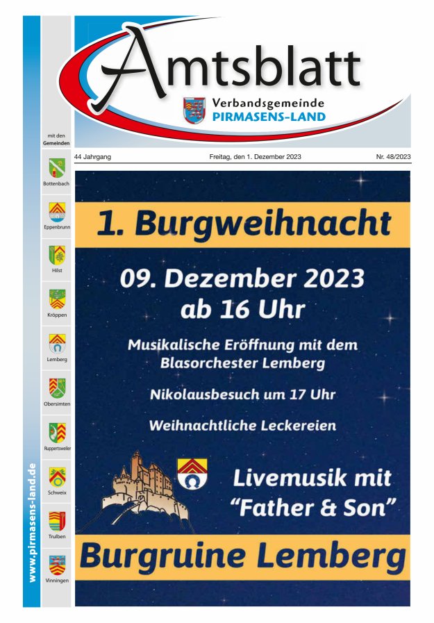Amtsblatt VG Pirmasens-Land Titelblatt 48/2023