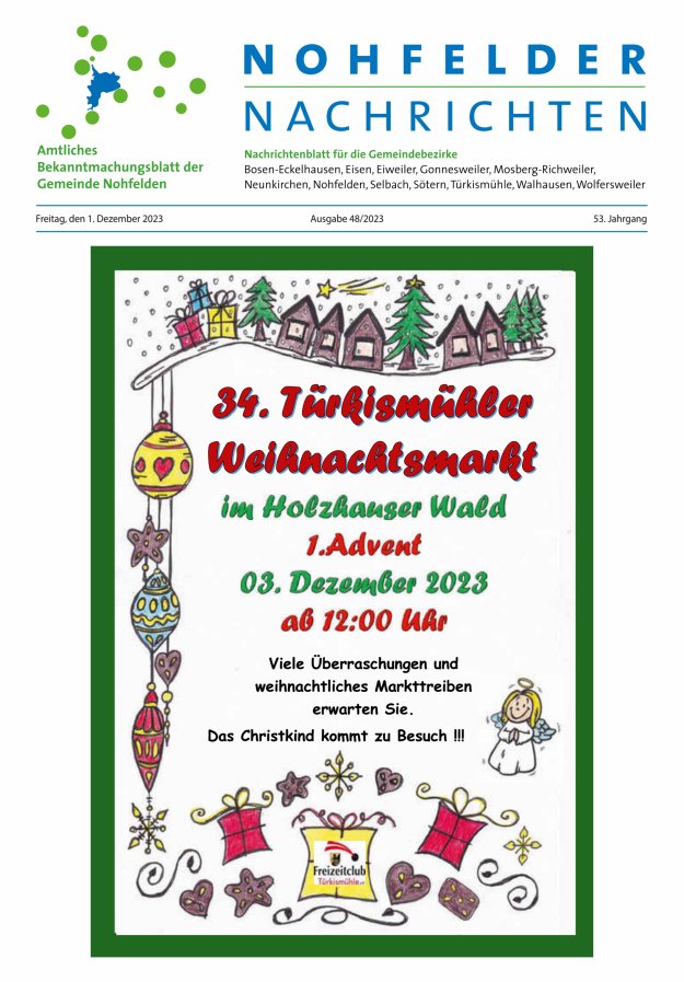 Nohfelder Nachrichten Titelblatt 48/2023