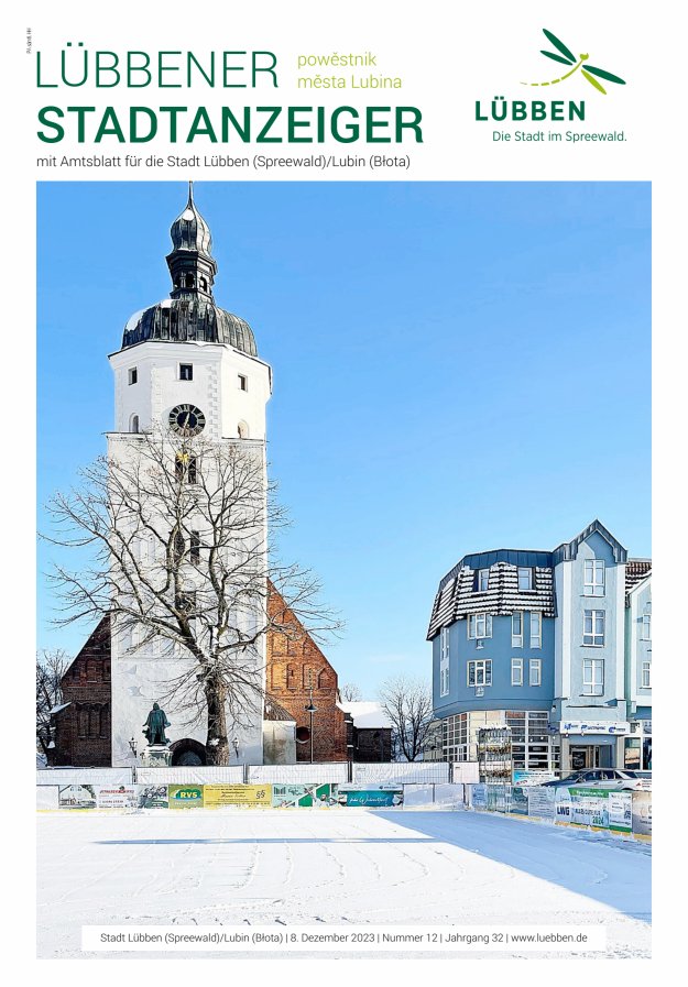 Lübbener Stadtanzeiger mit Amtsblatt für die Stadt Lübben (Spreewald) Titelblatt 12/2023