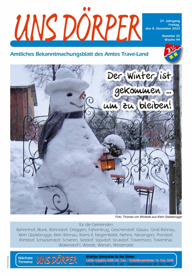 Uns Dörper Titelblatt 25/2023