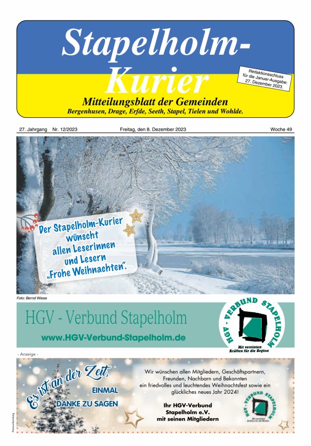 Stapelholm-Kurier Titelblatt 12/2023