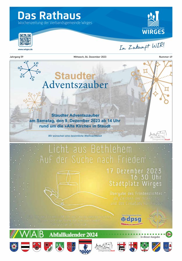 Das Rathaus - Informationen für die Bürger in der VG Wirges Titelblatt 49/2023