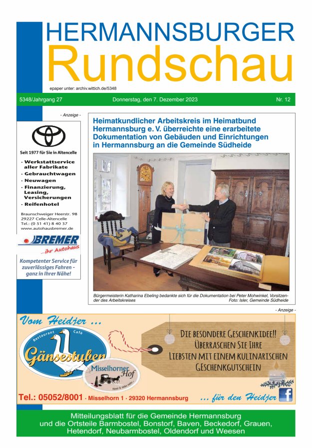 Hermannsburger Rundschau Titelblatt 12/2023
