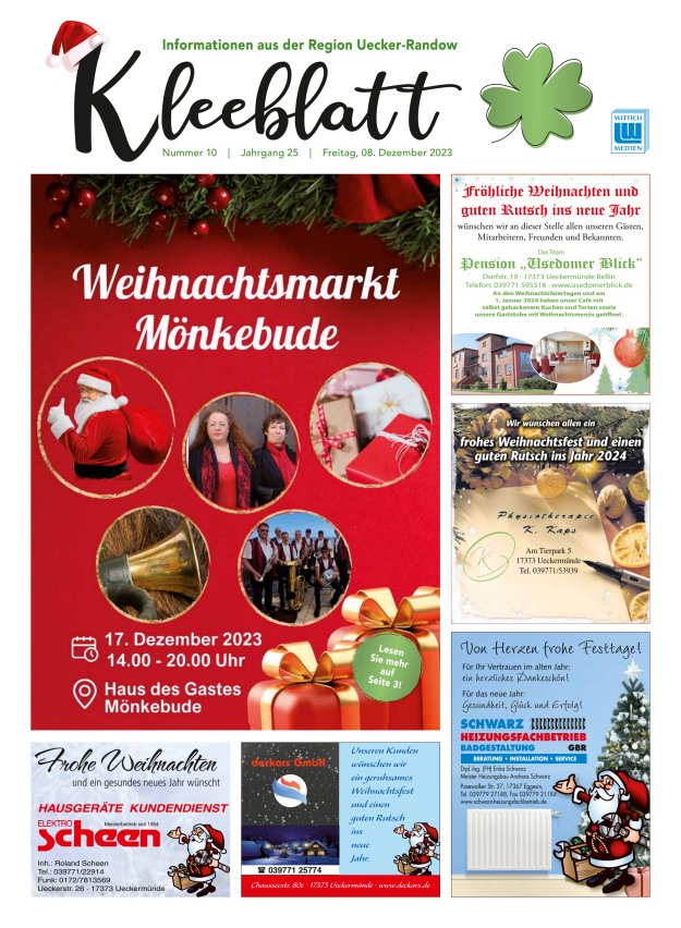 Kleeblatt - Mitteilungsblatt der Region Uecker-Randow Titelblatt 10/2023