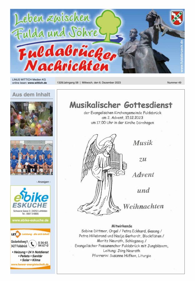 Fuldabrücker Nachrichten Titelblatt 49/2023