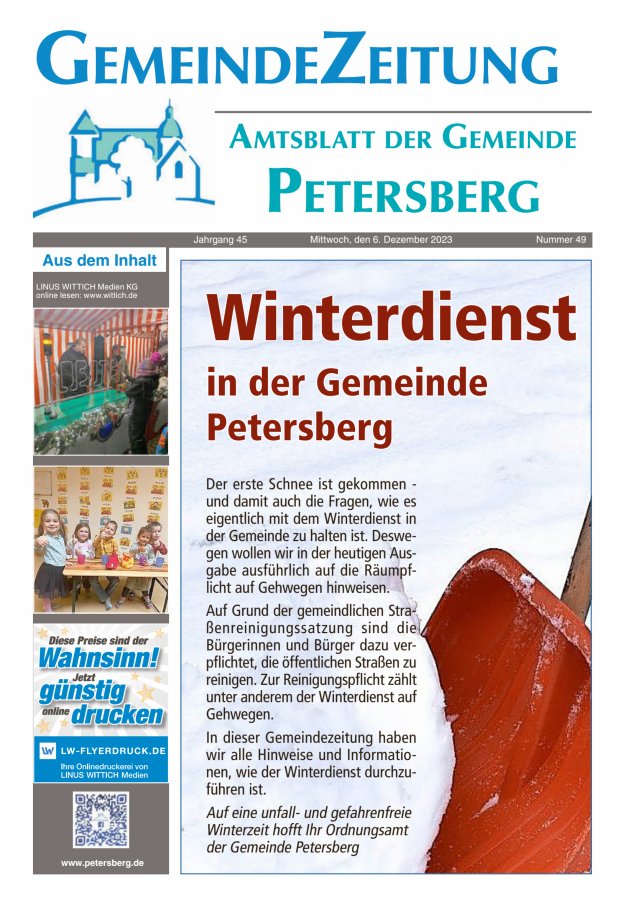 Amtsblatt Blickpunkt Petersberg Titelblatt 49/2023