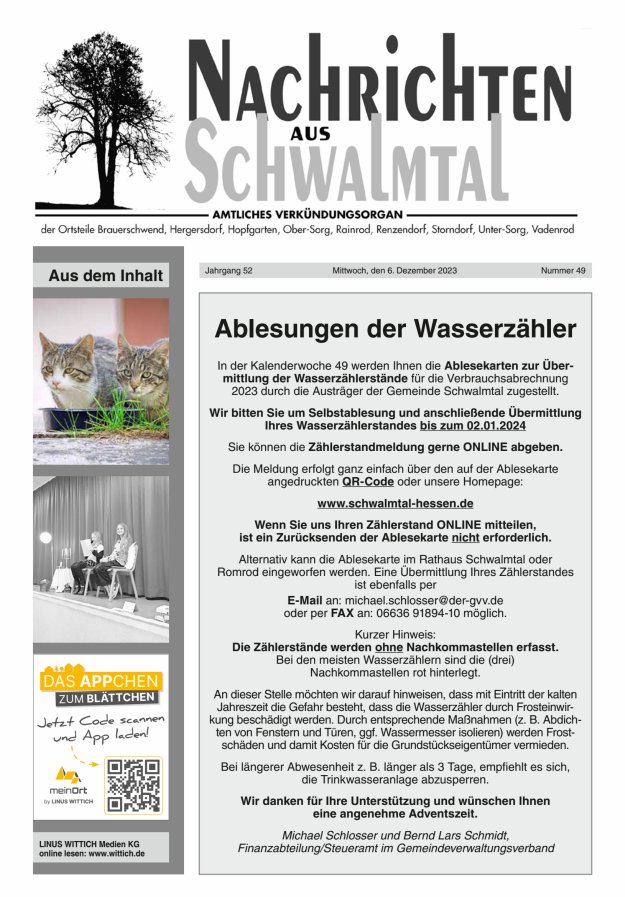Nachrichten aus Schwalmtal Titelblatt 49/2023