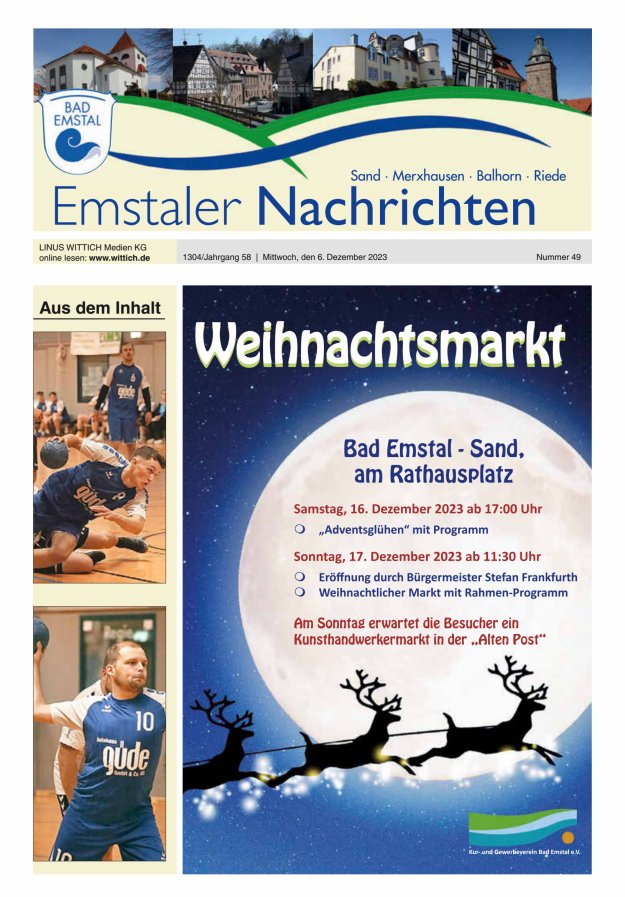 Emstaler Nachrichten Titelblatt 49/2023