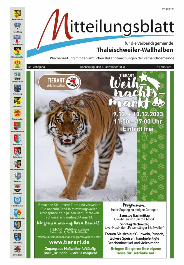 Mitteilungsblatt VG Thaleischweiler-Wallhalben Titelblatt 49/2023
