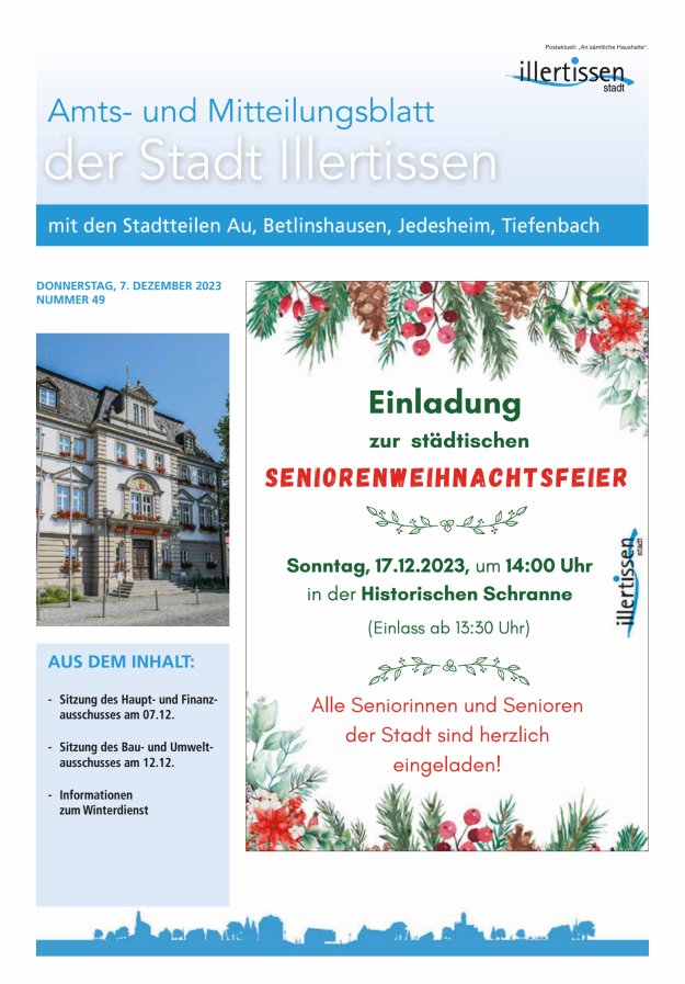 Amts- und Mitteilungsblatt Stadt Illertissen Titelblatt 49/2023