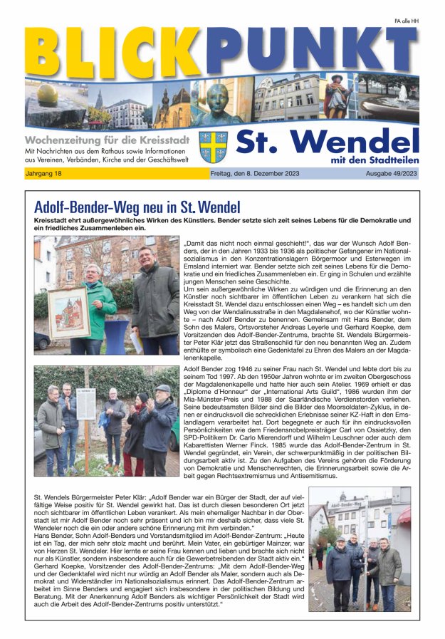 Blickpunkt St Wendel Titelblatt 49/2023