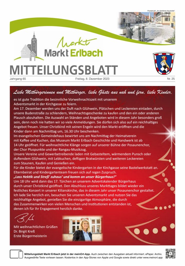 Mitteilungsblatt Markt Erlbach Titelblatt 25/2023