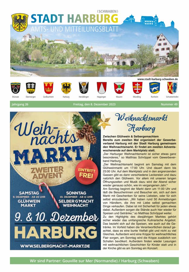 Amts- und Mitteilungsblatt der Stadt Harburg Titelblatt 49/2023