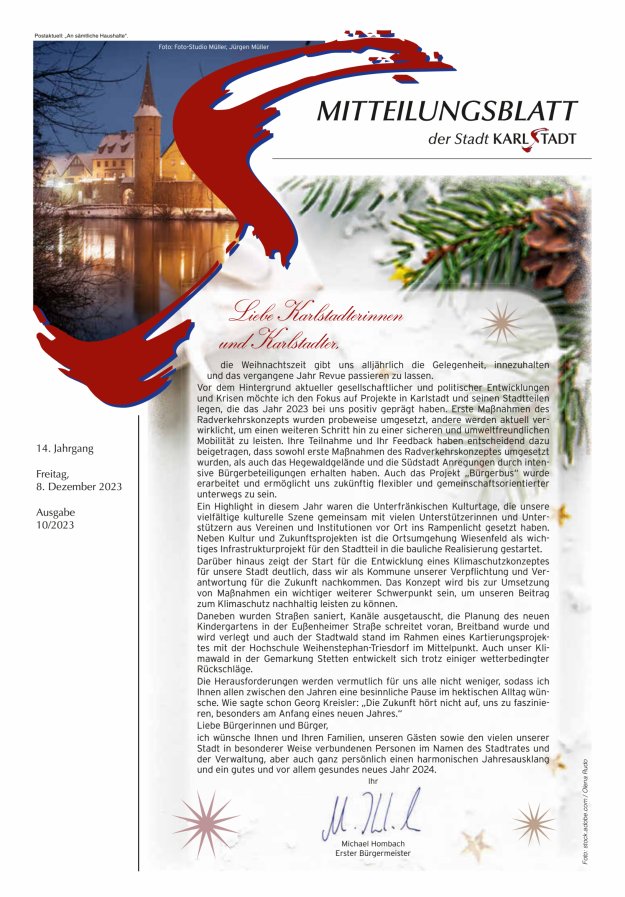 Mitteilungsblatt Karlstadt Titelblatt 10/2023
