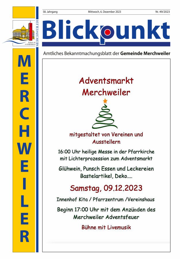 Blickpunkt Merchweiler Titelblatt 49/2023