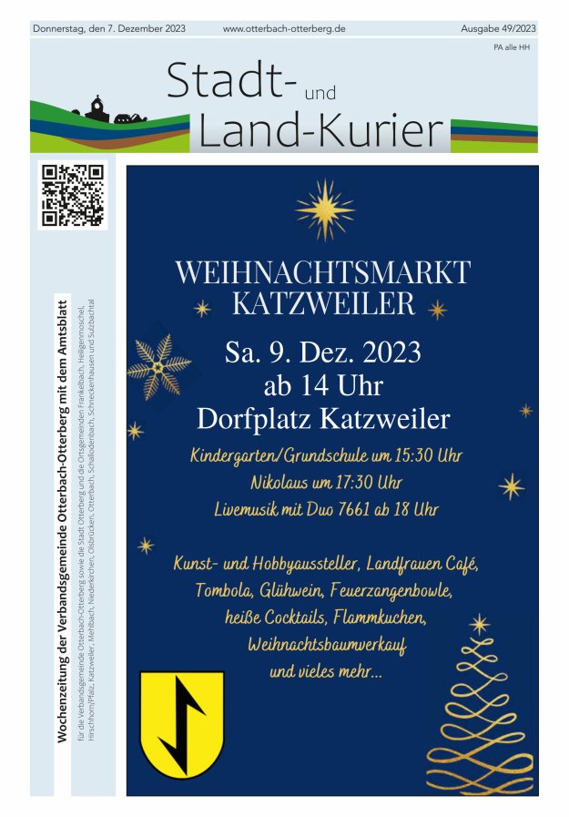 Stadt- und Land-Kurier Otterbach-Otterberg Titelblatt 49/2023