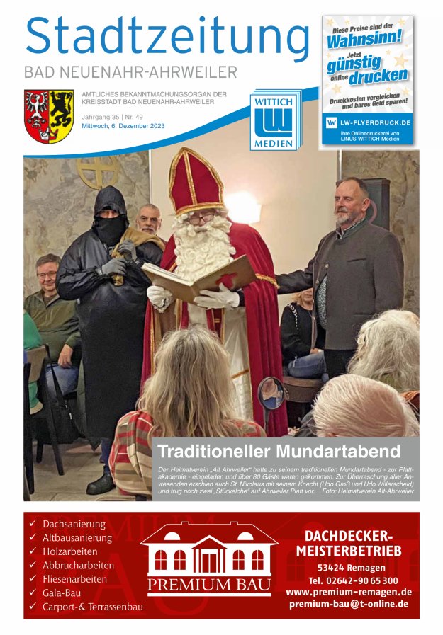 Stadtzeitung Bad Neuenahr-Ahrweiler Titelblatt 49/2023