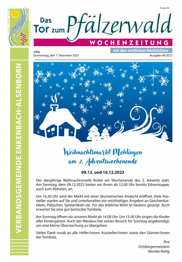 Das Tor zum Pfälzer Wald - VG Enkenbach-Alsenborn Titelblatt 49/2023