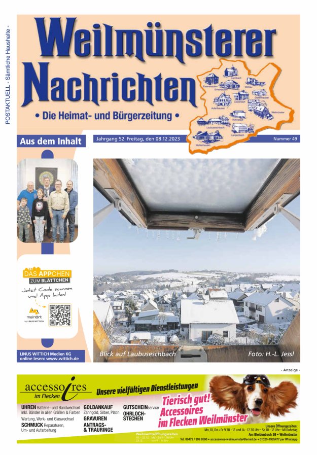 Weilmünsterer Nachrichten Titelblatt 49/2023