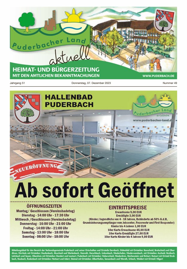 Puderbacher Land aktuell Titelblatt 49/2023