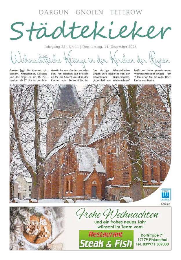 Städte Kieker Gnoien Dargun Teterow Titelblatt 11/2023