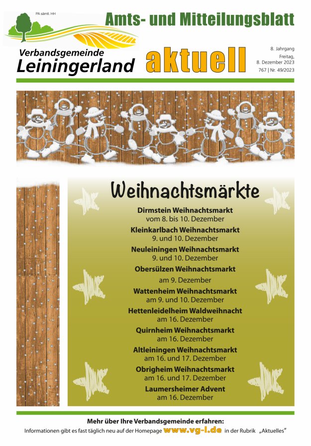 VG Leiningerland aktuell Titelblatt 49/2023