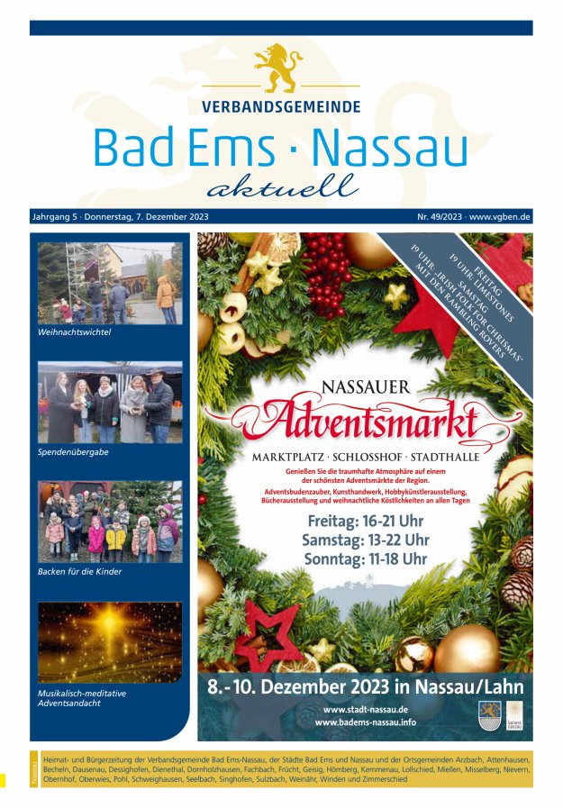 Bad Ems-Nassau aktuell Ausgabe Nassau Titelblatt 49/2023