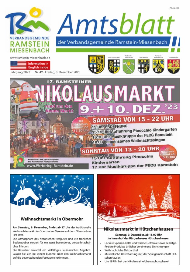 Amtsblatt VG Ramstein-Miesenbach Titelblatt 49/2023