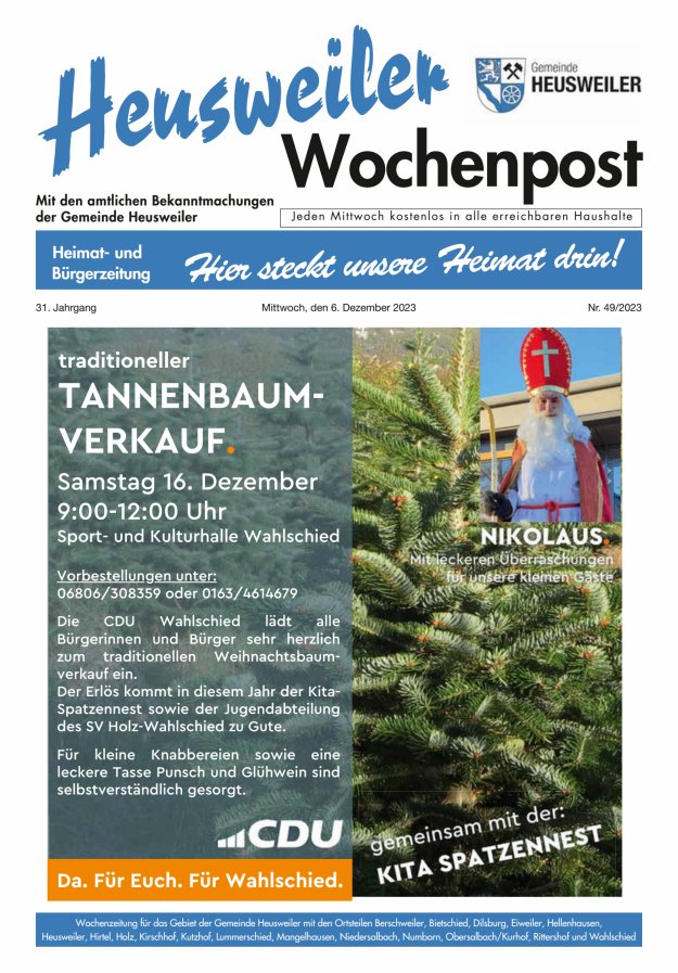 Heusweiler Wochenpost Titelblatt 49/2023